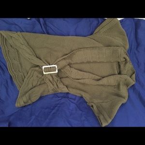 Army green wrap sweater